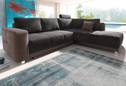 PLACES OF STYLE, Places of Style Ecksofa, mit Bettfunktion, Bettkasten und Federkern, wahlweise mit 1 oder 3 Kopfstützen, Ottomane links oder rechts montierbar, Places of Style Ecksofa, mit Bettfunktion, Bettkasten und Federkern, wahlweise mit 1 oder 3 Kopfstützen, Ottomane links oder rechts montierbar