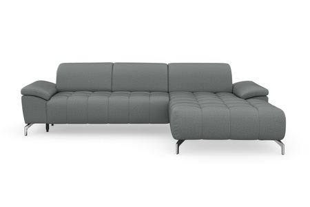 sit&more Ecksofa »Cool«, wahlweise mit Kopfteilverstellung und Vorziehsitz, motorisch, mit silberfarbenen Füssen