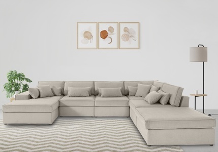 RAUM.ID, RAUM.ID Wohnlandschaft »Florid«, 6 Teile, bestehend aus Modulen, viele Bezugsqualitäten, auch in Cord, RAUM.ID Wohnlandschaft Florid, in verschiedenen Stoffqualitäten und Farben
