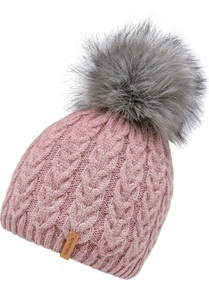 Chillouts, chillouts Bommelmütze »Tabea Hat«, Abnehmbarer Fellimitat-Pom Pom, Zopfmuster, chillouts Bommelmütze »Tabea Hat«, mit abnehmbarem Kunstfell-Bommel
