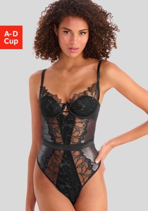 Lascana, LASCANA Stringbody aus edler Spitze und schimmerndem Soft-Mesh, sexy Dessous