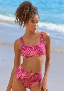 LASCANA ACTIVE, LASCANA ACTIVE Bustier-Bikini-Top »Coal«, im Mustermix aus Palmen und Streifen, LASCANA ACTIVE Bustier-Bikini-Top »Coal«, im Mustermix aus Palmen und Streifen