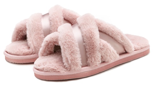 Vivance Pantolette »Hausschuh, Plüsch Hausschuhe«, Pantolette mit raffinierter Kreuzbandage VEGAN