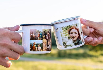 smartphoto, Emaille Tasse personalisiert mit Foto o. Text (Weiss-metallic. 350 ml), 