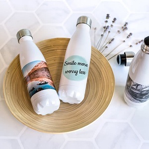 smartphoto, Trinkflasche Edelstahl Weiss, Trinkflasche Edelstahl Weiss
