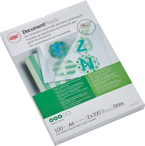 GBC, GBC Laminierfolie A4 100 ?m, Mediengewicht, Laminierfolien GBC®, für Heisslaminiergeräte, A4 Hoch- & Querformat, beschriftbar, 100 µ, L 303 x B 216 mm, transparent, Polyester, 100 Stück