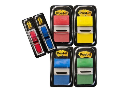 3m, 3M Page Marker Post-it Index zwei, 3M Post-it Index, 25.4mm x 43.2mm, 4 Farben, I680-P6, (4 x 50 Blatt, 2 x Pfeile)