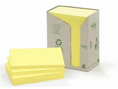 3m, 3M Notizzettel Post-it Green Notes 7.6 cm x, 3M Post-it Haftnotizen Recycling, 127mm x 76mm, gelb, 655-1T, (16 x 100 Blatt)