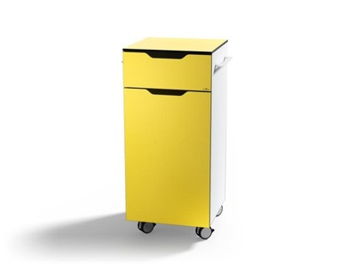 Durable, DURABLE Multitrolley QUADRO Modell ADVANCED, mit Tür weiß / gelb, Durable Multi Trolley QUADRO ADVANCED, 56cm x 100cm x 45cm, gelb, 313104