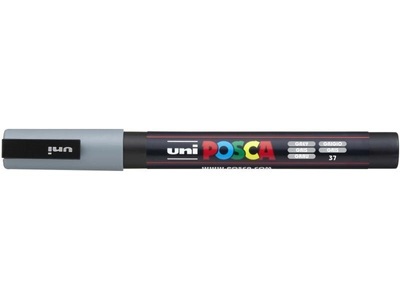 UNI, Uni Marker POSCA 0.9-1.3 mm Grau, Farbe, uni-ball Posca Marker, 0,9-1,3mm, grau, Rundspitze, PC3M grau