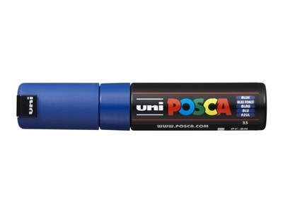 UNI, Uni Marker POSCA 8 mm Blau, Farbe: Blau, uni-ball Posca Marker, 8mm, blau, Keilspitze, PC8K blau