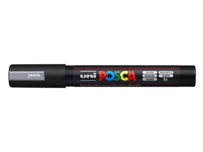 UNI, Uni Marker POSCA 1.8-2.5 mm Silber, uni-ball Posca Marker, 1,8-2,5mm, silber, Rundspitze, PC5M silber
