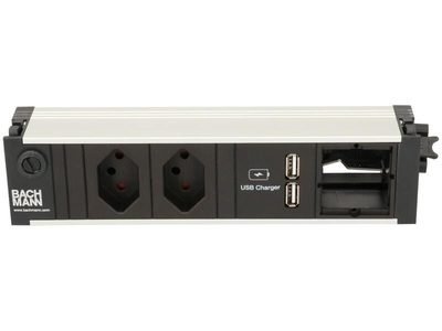 BACHMANN, Bachmann Einbausteckerleiste CONI 2x, Bachmann Einbausteckerleiste CONI 2x T13, 1x USB, 1x ABD