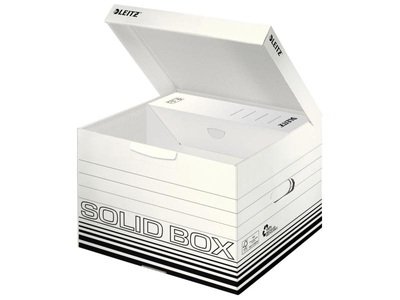 Leitz, Leitz Archivschachtel Solid Box, Leitz Archiv-Box Solid, M, weiss, mit Griff, 6118-00-01