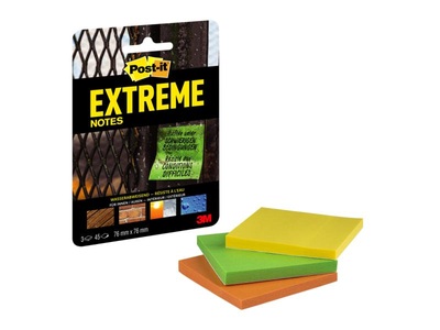 POST-IT, Post-it Haftnotiz EXT33M-3-FRGE 76 mm x 76 mm Grün, Gelb, Orange 135 Blatt, 3M Post-it Extreme Notes, 76mm x 76mm, 3 Farben, EXT33M-3-FRG, (3 x 45 Blatt)