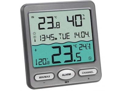 TFA, TFA VENICE Funk-Pool-Thermometer Schwimmbecken-Thermometer Anthrazit, PondParts Thermometer Venice