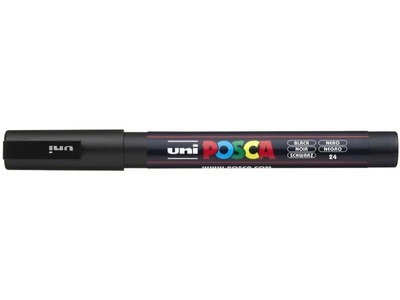 UNI, Uni Marker POSCA 0.9-1.3 mm Schwarz, uni-ball Posca Marker, 0,9-1,3mm, schwarz, Rundspitze, PC3M schwarz