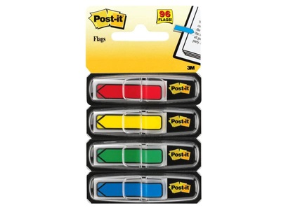 POST-IT, Post-it Haftmarker 7000144924 4 Block/Pack. Rot, Gelb, Grün, Blau, 3M Post-it Index Pfeile, 43.2mm x 11.9mm, 4-farbig, 684-ARR3, (4 x 24 Blatt)