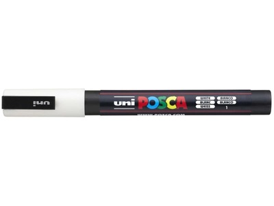 UNI, Uni Marker POSCA Weiss, Farbe: Weiss, uni-ball Posca Marker, 0,9-1,3mm, weiss, Rundspitze, PC3M weiss