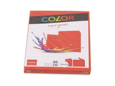 Elco, ELCO Doppelkarte mit Couvert Color A6/C6, ELCO Doppelkarten A6 74834.92 Couverts C6 10/10 rot