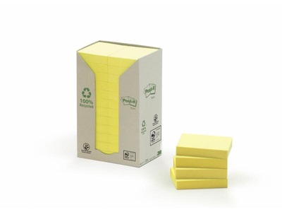 3m, 3M Notizzettel Post-it Green Notes 3.8 cm x, 3M Post-it Haftnotizen Recycling, 51mm x 38mm, gelb, 653-1T, (24 x 100 Blatt)