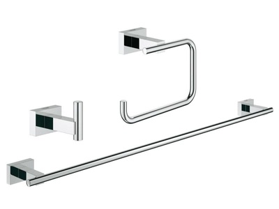 Grohe, GROHE Bad-Accessoire Set Bad Essentials Cube 3in1, GROHE Badezimmer-Set Essentials Cube Chrom, 4 in 1