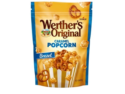 Werther´s Original, Werther´s Original Popcorn Meersalz&Brezel - 1 x 140 g, Werther's Original Caramel Popcorn Brezel 140g