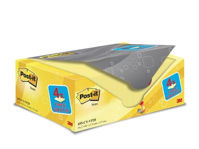 3m, 3M - Post-it® Notes Promotion 655Y-20, Post-it Notizzettel Post-it 7.6 cm x 12.7 cm Gelb, 20 Blocke