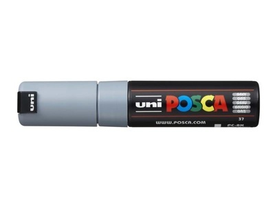 UNI, Uni Marker POSCA 8 mm Grau, Farbe: Grau, uni-ball Posca Marker, 8mm, grau, Keilspitze, PC8K grau