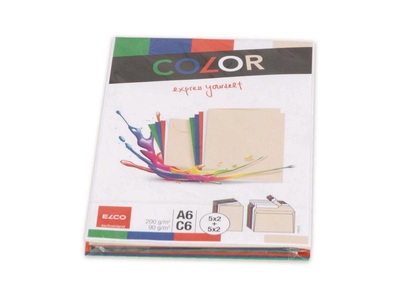Elco, ELCO Doppelkarte mit Couvert Color A6/C6, ELCO Couverts/Karten COLOR C6/A6 74834.00 ass. 2x10 Stück