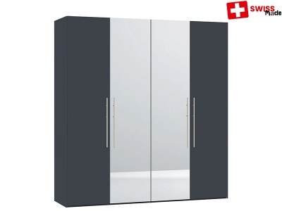 CONFORAMA, Schrank EMMEN 4 Schwingtüren grau