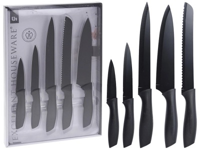CONFORAMA, Messerset Edelstahl Schwarz, FURBER Messer-Set 5-teilig, Schwarz