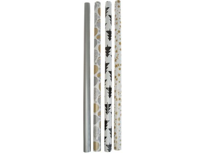 CONFORAMA, Geschenkpapier X-MASS1 goldfarben, weiss