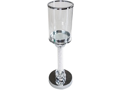 CONFORAMA, Windlicht PEYTON Ø13x36cm Glas durchsichtig, silber