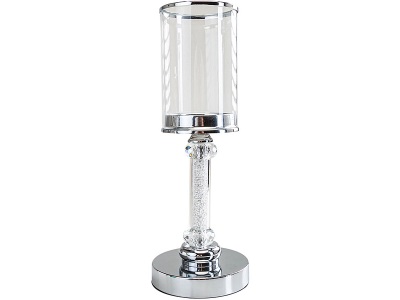 CONFORAMA, Windlicht PEYTON Ø13x43cm Glas durchsichtig, silber