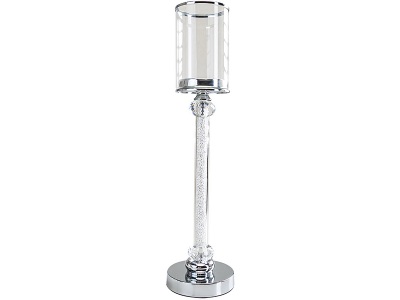 CONFORAMA, Windlicht PEYTON Ø13x52cm Glas durchsichtig, silber