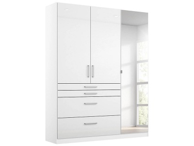 Rauch Pack´s, home24 Drehtuerenschrank Homburg I, Drehtürenschrank HOMBURG weiss 3 Türen 4 Schubladen