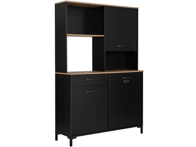 VEDIA, Mikrowellen-Möbel «City», B 119 x H 180 x T 41 cm, schwarz/holz, Mikrowellen-Möbel «City», B 119 x H 180 x T 41 cm, schwarz/holz