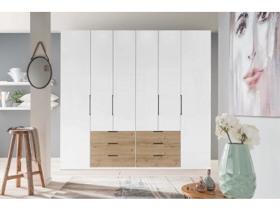 Wiemann, WIEMANN Drehtürenschrank »Monaco«, mit Glasfront sowie hochwertige Beschläge inkl. Dämpfung, Drehtürenschrank MIAMI weiss 6 Türen 6 Schubladen