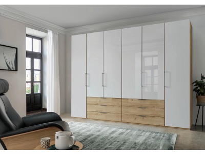Wiemann, WIEMANN Drehtürenschrank »Monaco«, mit Glasfront sowie hochwertige Beschläge inkl. Dämpfung, Drehtürenschrank MIAMI weiss 6 Türen 6 Schubladen