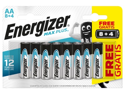 Energizer, Energizer Alkaline-Batterien AA Alkaline-Batterien Max Plus LR6 1,5 V Packung mit 12 Stück, Energizer Batterien AA LR6 2550 mAh Alkali 1.5 V 12 12 Stück