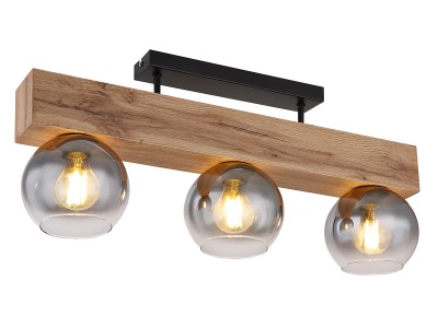 undefined, Deckenlampe OROSCO 26cm 40W schwarz, Globo DECKENLEUCHTE 65/15/29,5 cm , 15656-3D , Naturfarben, Schwarz , Metall, Glas, Holzwerkstoff , Holzoptik , 15x29.5 cm , 004558443301