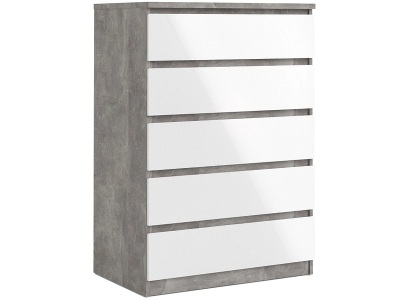 undefined, Kommode AVA 5 Schubladen 77x50x111.3cm grau