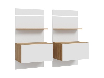 undefined, 2 Nachttische-Set LUGANO 95x50.5x43.2cm weiss glänzend, 2 Nachttische-Set LUGANO 2 Schubladen 95x50.5x43.2cm weiss glänzend