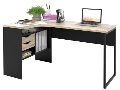 undefined, Eckschreibtisch YASMINE 81x145.1x76.8cm schwarz