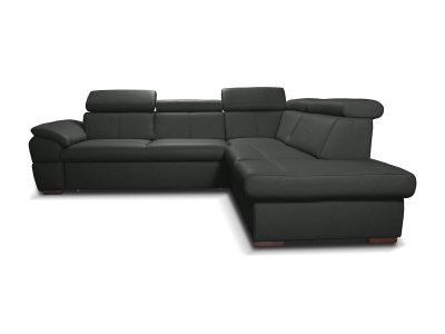 undefined, Ecksofa TOWN Echtleder / Synthetisches Leder schwarz, Ecksofa TOWN Echtleder / Synthetisches Leder schwarz