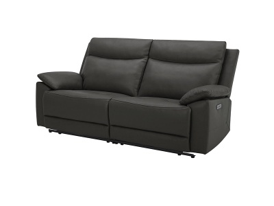 undefined, Sofa TREVISE 100% Leder schwarz, Sofa TREVISE Echtleder kohle