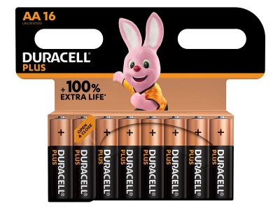 Duracell, Duracell Plus-AA CP16 Mignon (AA)-Batterie Alkali-Mangan 1.5 V 16 St., Duracell Plus Alkaline-Batterie AA/Mignon/LR6, 1,5 V, 16er-Pack