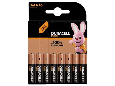 Duracell, Duracell Plus-AAA CP16 Micro (AAA)-Batterie Alkali-Mangan 1.5 V 16 St., Duracell Plus Alkaline-Batterie AAA/Micro/LR03, 1,5 V, 16er-Pack