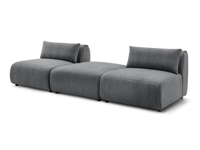 undefined, 3er Sofa BOBOCHIC JEANNE Stoff mit Textur dunkelgrau